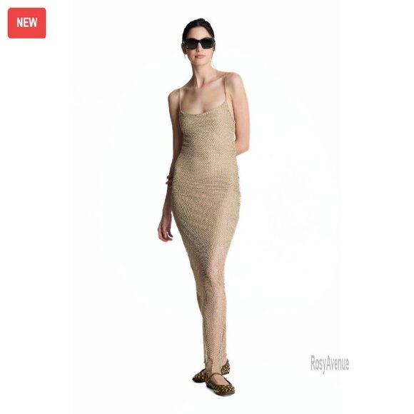 Dresses & Skirts - Crystal Mesh Slip Maxi Dress Tailored Fit Premium Fabric Versatile